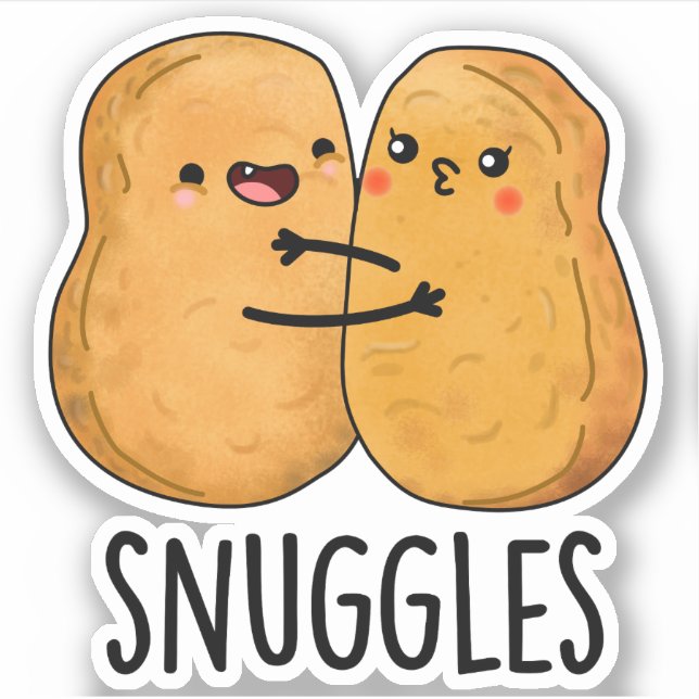 Snuggles Funny Nugget Couple Pun  Sticker (Front)