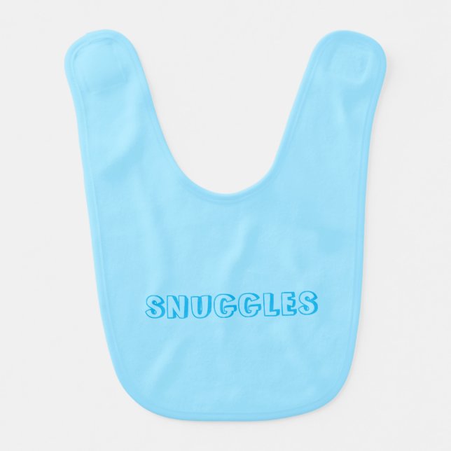 "Snuggles" Light blue Baby Bib (Front)