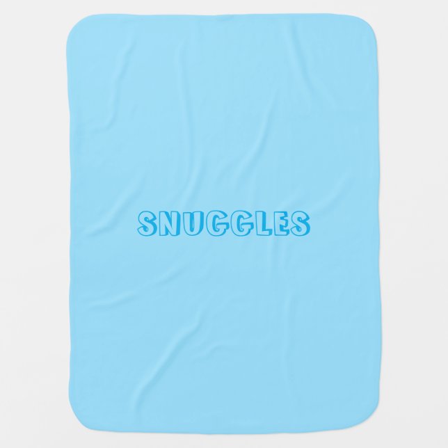 "Snuggles" Light blue letters Baby Blanket (Front)
