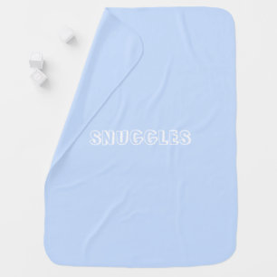 "Snuggles" Light blue white cute Baby Blanket