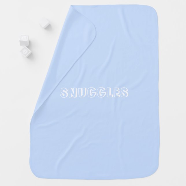 "Snuggles" Light blue white cute Baby Blanket (In Situ)