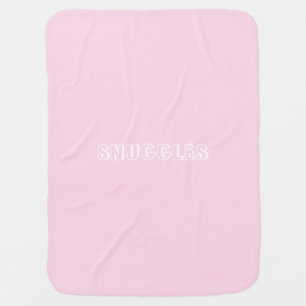 "Snuggles" Light pink white cute Baby Blanket