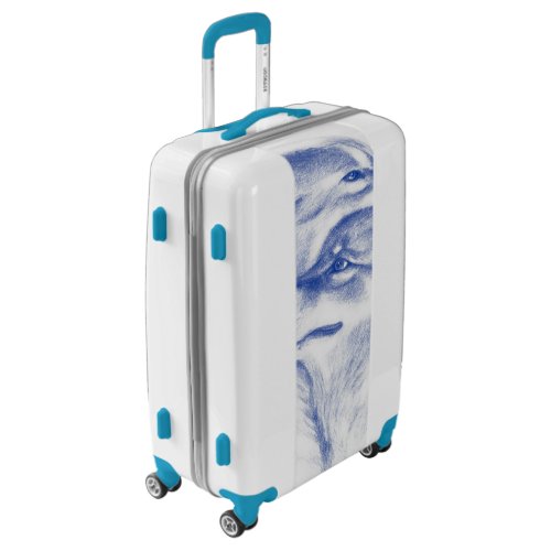 Snuggling Alpha Wolves Blue Luggage