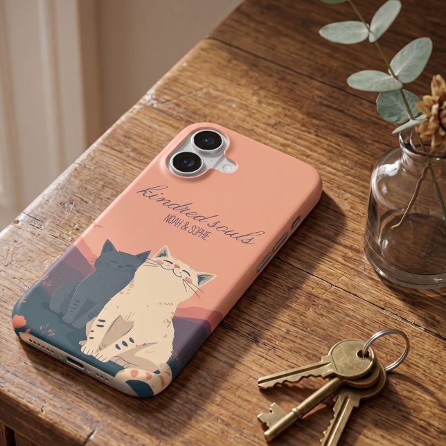 Snuggling Cats | Kindred Souls Personalised Case-Mate iPhone Case (Lifestyle Shot)