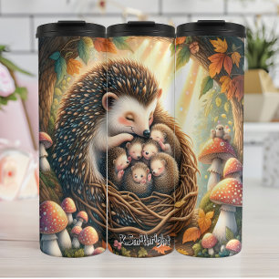 Snuggling Hedgehog Family Nest Thermal Tumbler