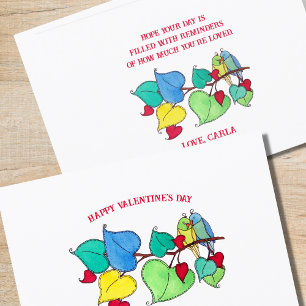 Snuggling Love Birds Valentine's Day Card
