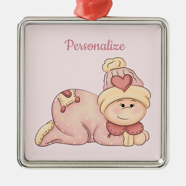 Snuggly Baby Girl has arrived! (baby girl) Metal Ornament (Front)