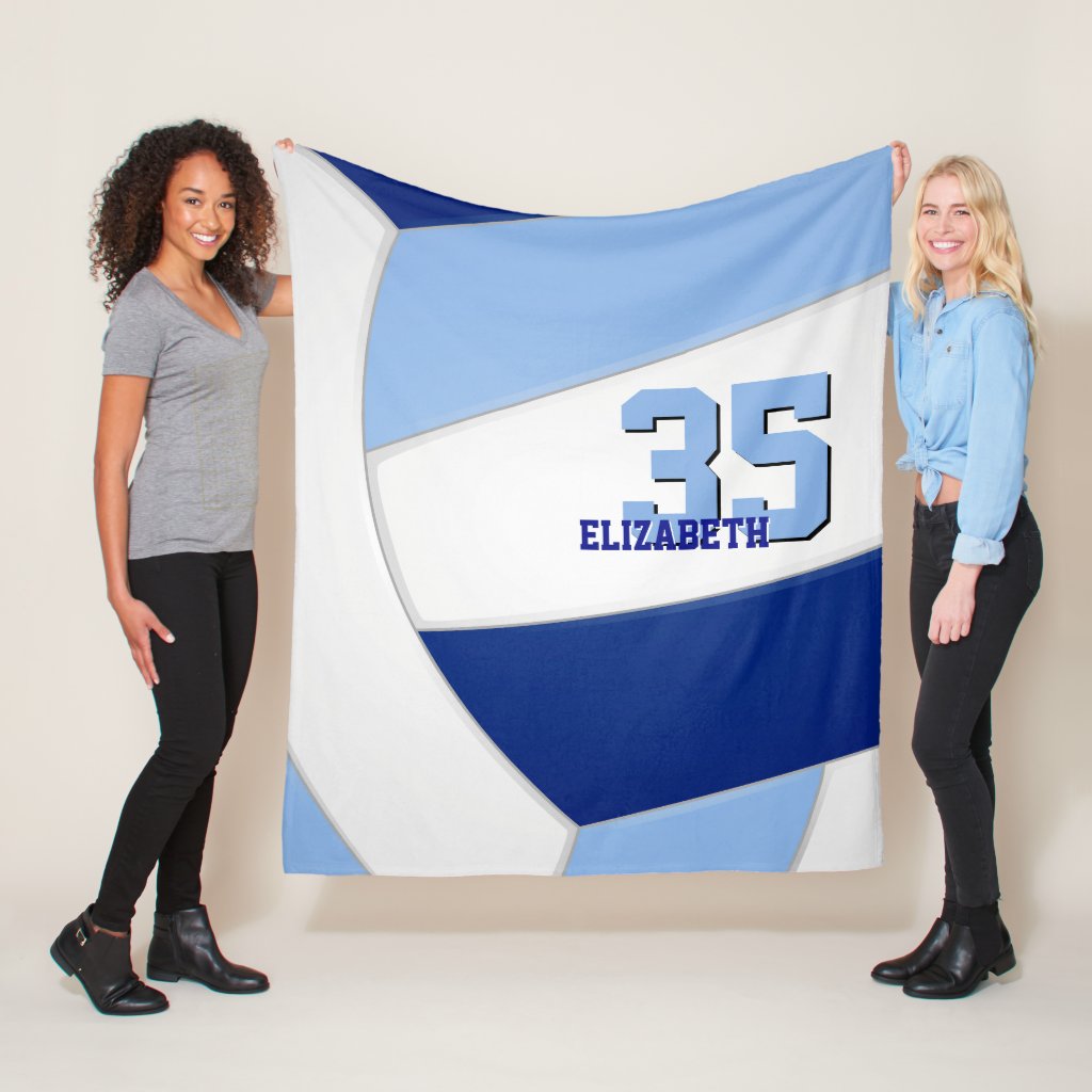 blue  white ginormous volleyball fleece blanket