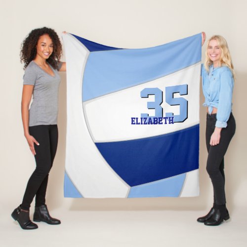 snuggly blue white girls volleyball room decor  fleece blanket