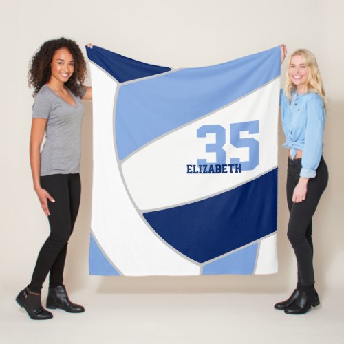 snuggly blue white girls volleyball room decor  fleece blanket