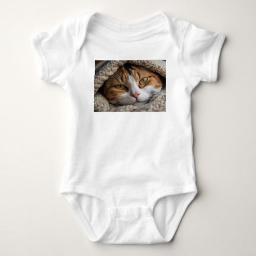 Snuggly Calico Cat and Blanket Baby Bodysuit