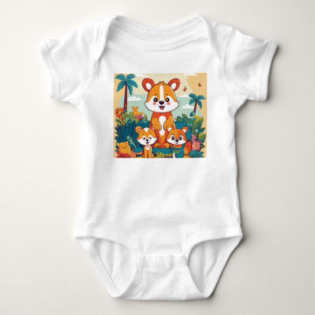 "Snuggly Cutie: Adorable Baby Outfit . Baby Bodysuit (Front)