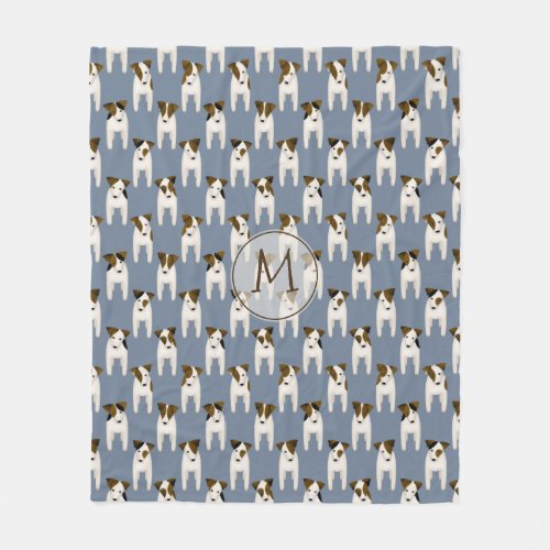 Snuggly Jack Russell Terriers pattern monogrammed Fleece Blanket