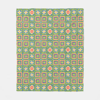 Snuggly Modern Retro Green Granny Square Fleece Blanket