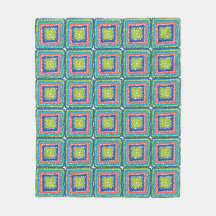 Snuggly Modern Retro Lime Blue Granny Square