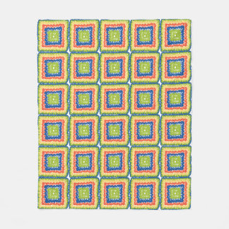 Snuggly Modern Retro Lime Yellow Granny Square Fleece Blanket