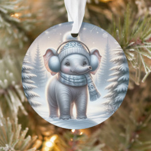 Snuggly Snow Day Elephant Ornament