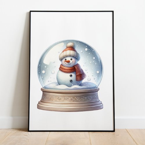 Snuggly Snowman Snow Globe Poster