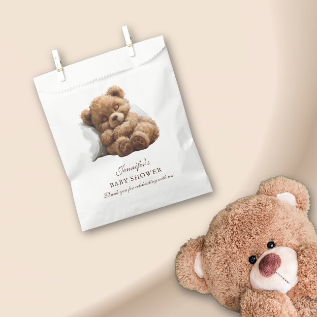 Snuggly Teddy Bear Cute Baby Shower Thank You Favor Bag (Creator Uploaded)