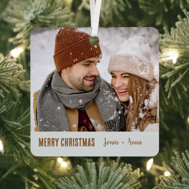 So beautiful couple photo modern stylish design metal ornament (Insitu)