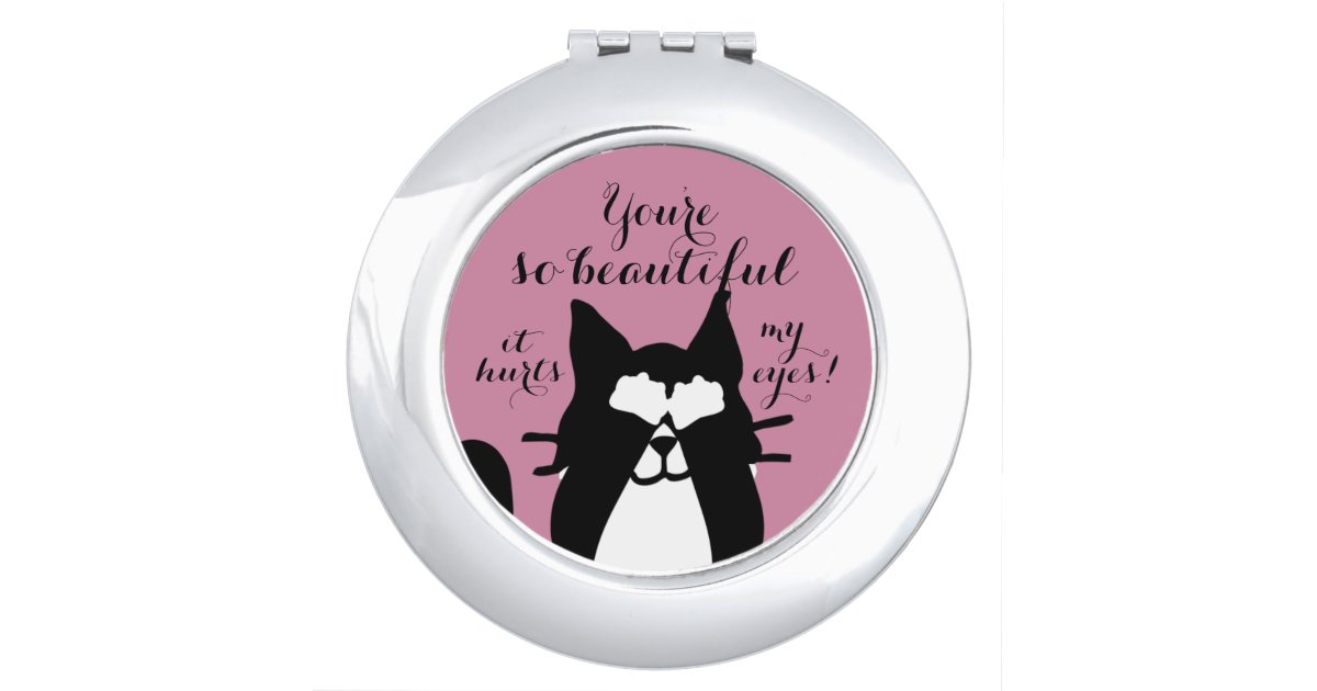 So Beautiful Hurts Eyes Kitty Cat Covering Eyes Makeup Mirror