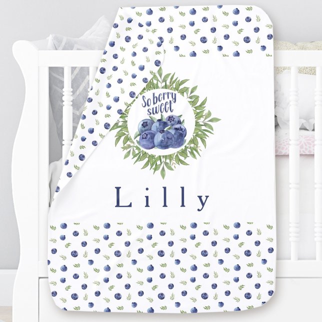 So Berry Sweet Name Baby Blanket With Blueberries (So berry sweet name baby blanket with blueberries)