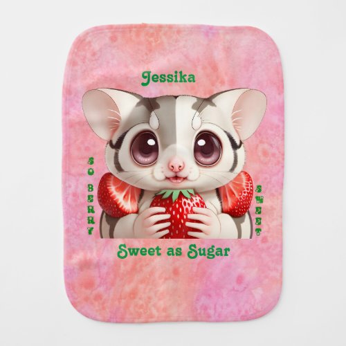 So berry sweet Personalized Baby Sugar Glider  Baby Burp Cloth