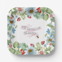 So Berry Sweet Strawberry Baby Girl to Bee Shower Paper Plates