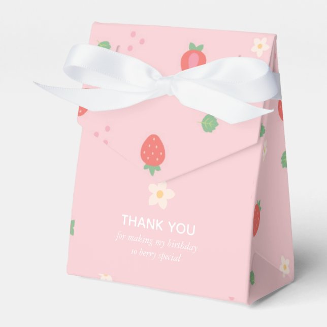 So Berry Sweet! Strawberry Birthday Favor Boxes (Front Side)
