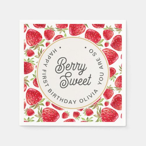 So Berry Sweet Strawberry Pattern  Birthday Napkins