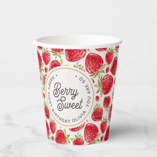 So Berry Sweet Strawberry Pattern Birthday Paper Cups