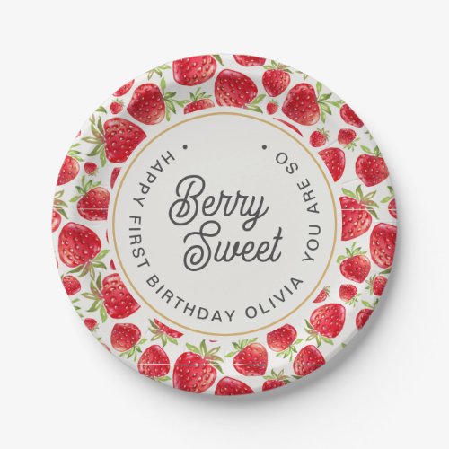 So Berry Sweet Strawberry Pattern Birthday Paper Plates