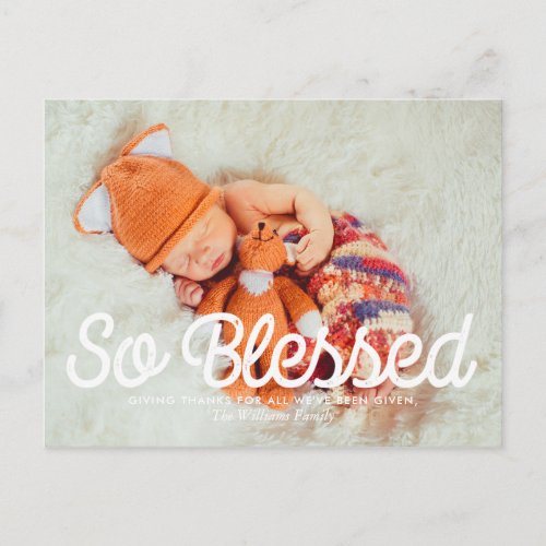 So Blessed _ Thanksgiving Family Photo Holiday Postcard