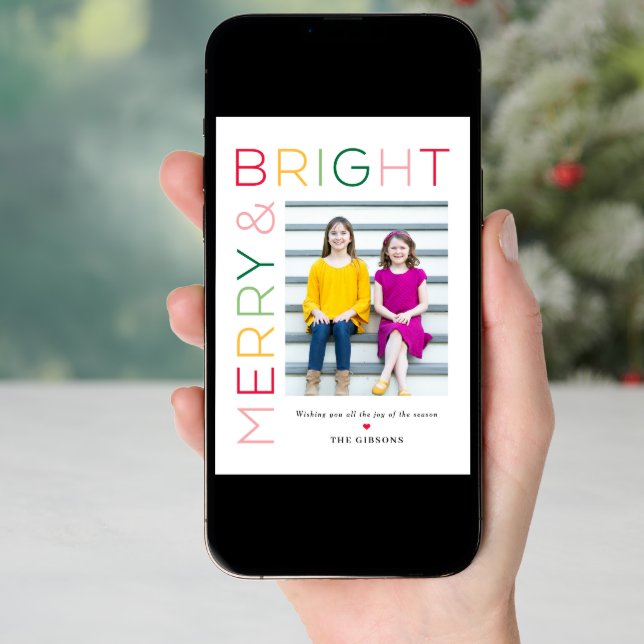 So Bright Editable Color Holiday Photo Card (Front Digital)
