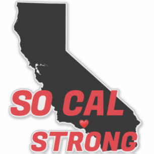 SO CAL STRONG Red Blk CA Solid Heart Sticker
