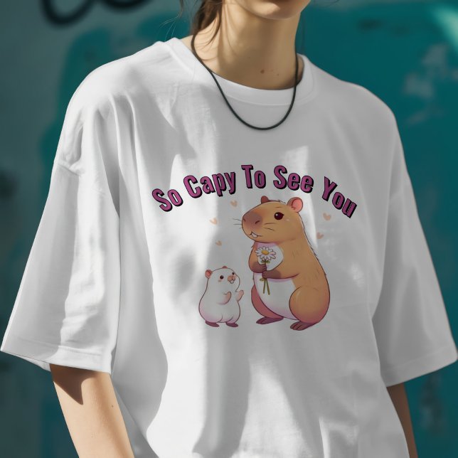 So Capy To See You – Cute Capybara Art T-Shirt (Creator Uploaded)