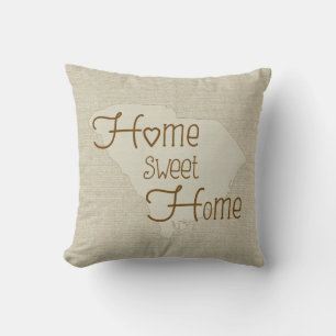 So Carolina - Home Sweet Home burlap-look w/name Throw Pillow