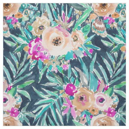 SO CASUAL Dark Tropical Floral Fabric
