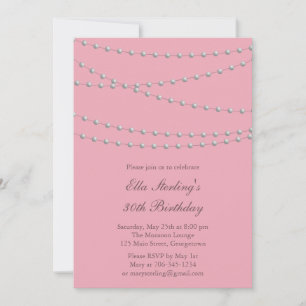So Chic Pearls Birthday Invitation (pink)