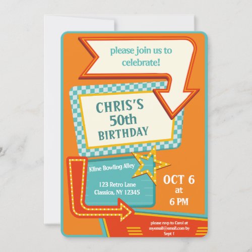 So Classic Retro Sign 50 Birthday  Invitation