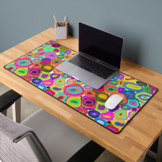 So Colorful Multicolor Circles Oil Painted Style Desk Mat