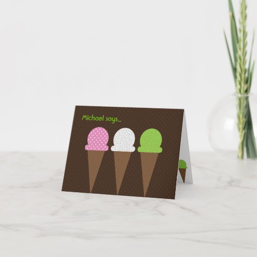 So Cool Ice Cream Personalized Thank You Card