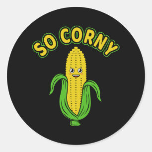So Corny Corn On the Cob Day Funny Corn Meme Pun Classic Round Sticker