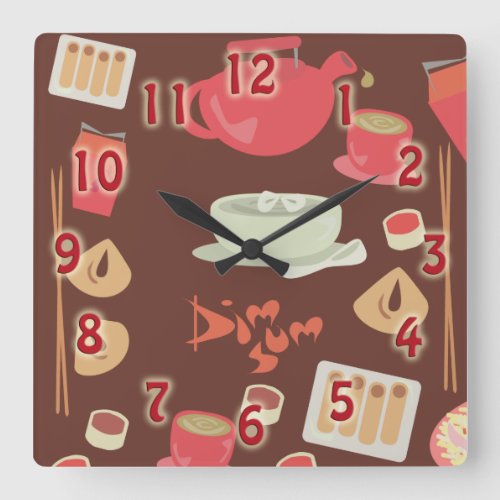 So Cute and Dim Sum Happy Food Pattern Love Square Wall Clock