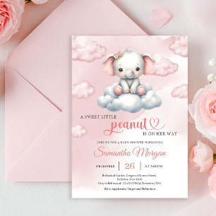 So Cute baby elephant on cloud little peanut Invitation