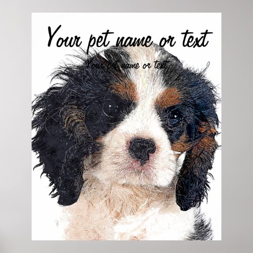 So Cute Cavalier King Charles Spaniel Puppy Poster