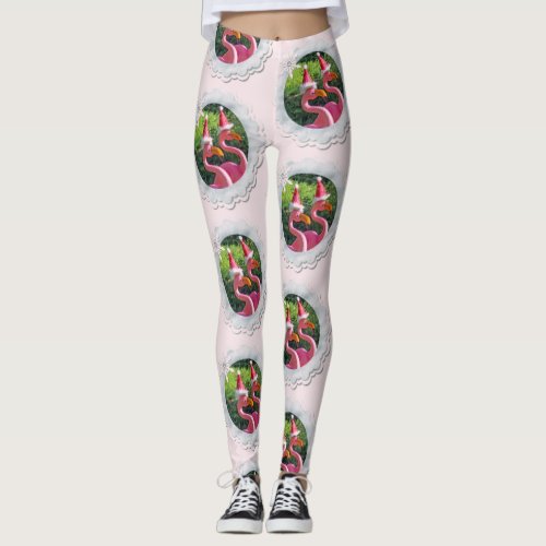 So cute Christmas flamingo leggings Leggings