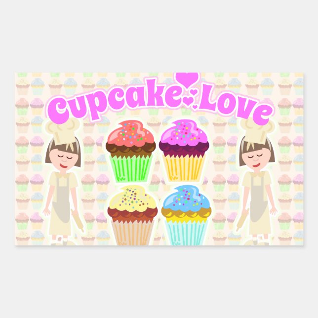 So Cute Cupcake Love Too Rectangular Sticker (Front)