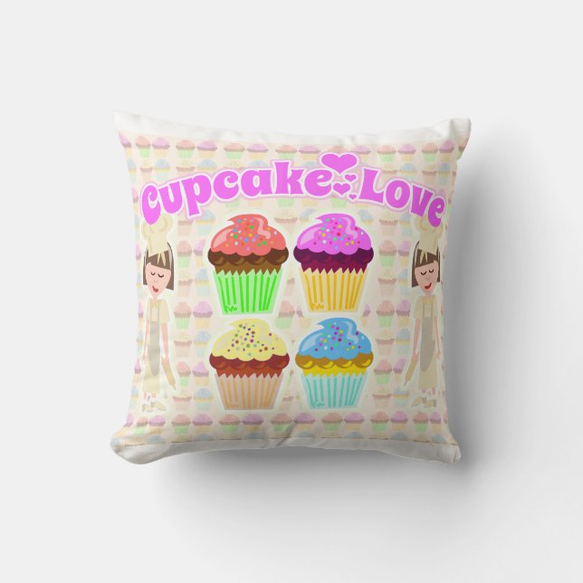 So Cute Cupcake Love Too Throw Pillow (Front)