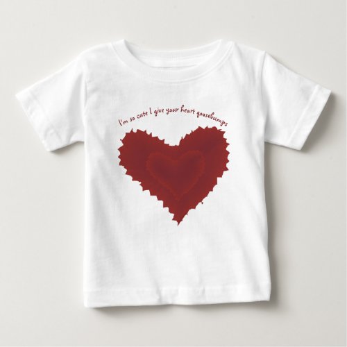 So Cute Heart Goosebumps Dark Red Textured Heart   Baby T_Shirt